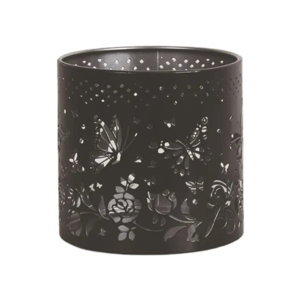 BUTTERFLY BLACK & SILVER Silhouette Tealight Wax Burner and Candle Holder