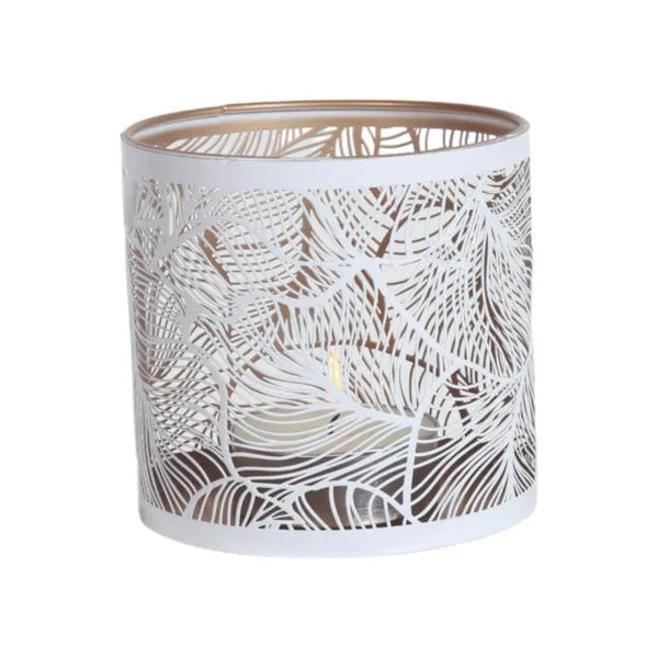 BOTANICALS WHITE Silhouette Tealight Wax Burner and Candle Holder