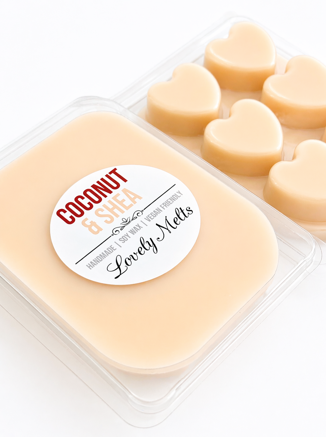Coconut & Shea soy wax melt snap bar in packaging