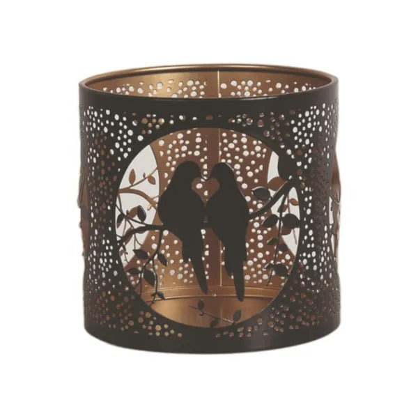 DOVES BLACK & GOLD Silhouette Tealight Wax Burner and Candle Holder