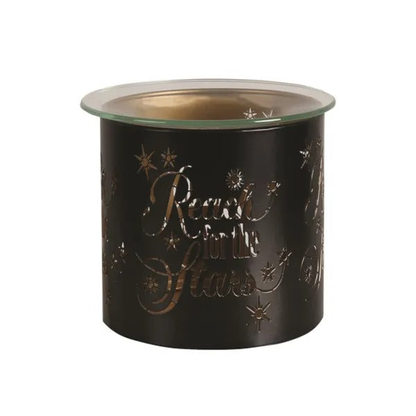 REACH FOR THE STARS BLACK & GOLD Silhouette Tealight Wax Burner and Candle Holder