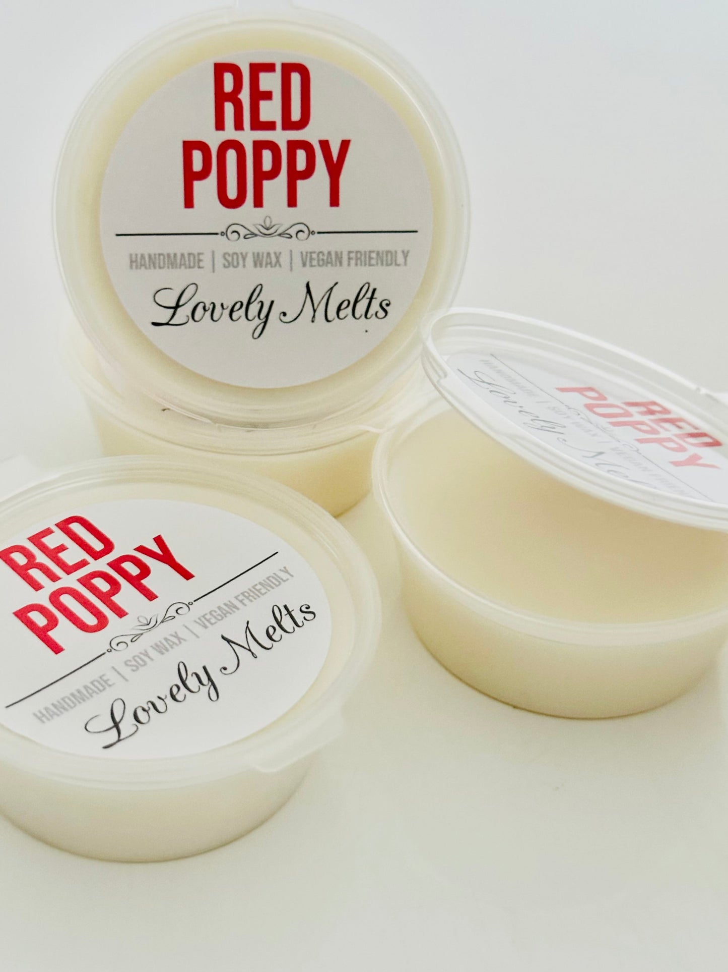 RED POPPY SOY WAX MELT POTS