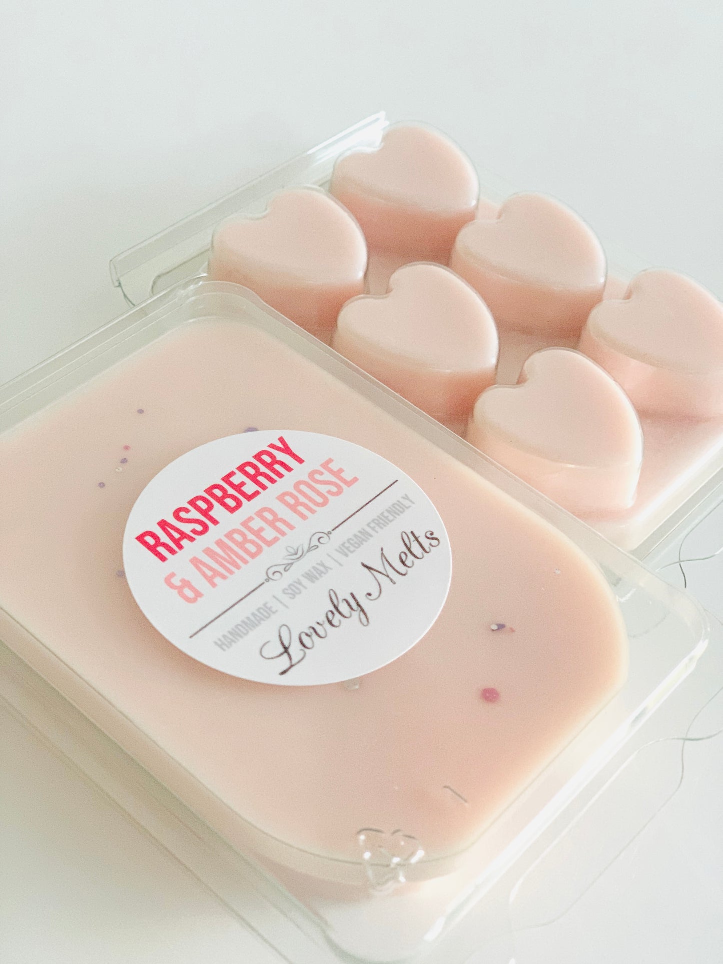 raspberry and amber rose soy wax melt bars