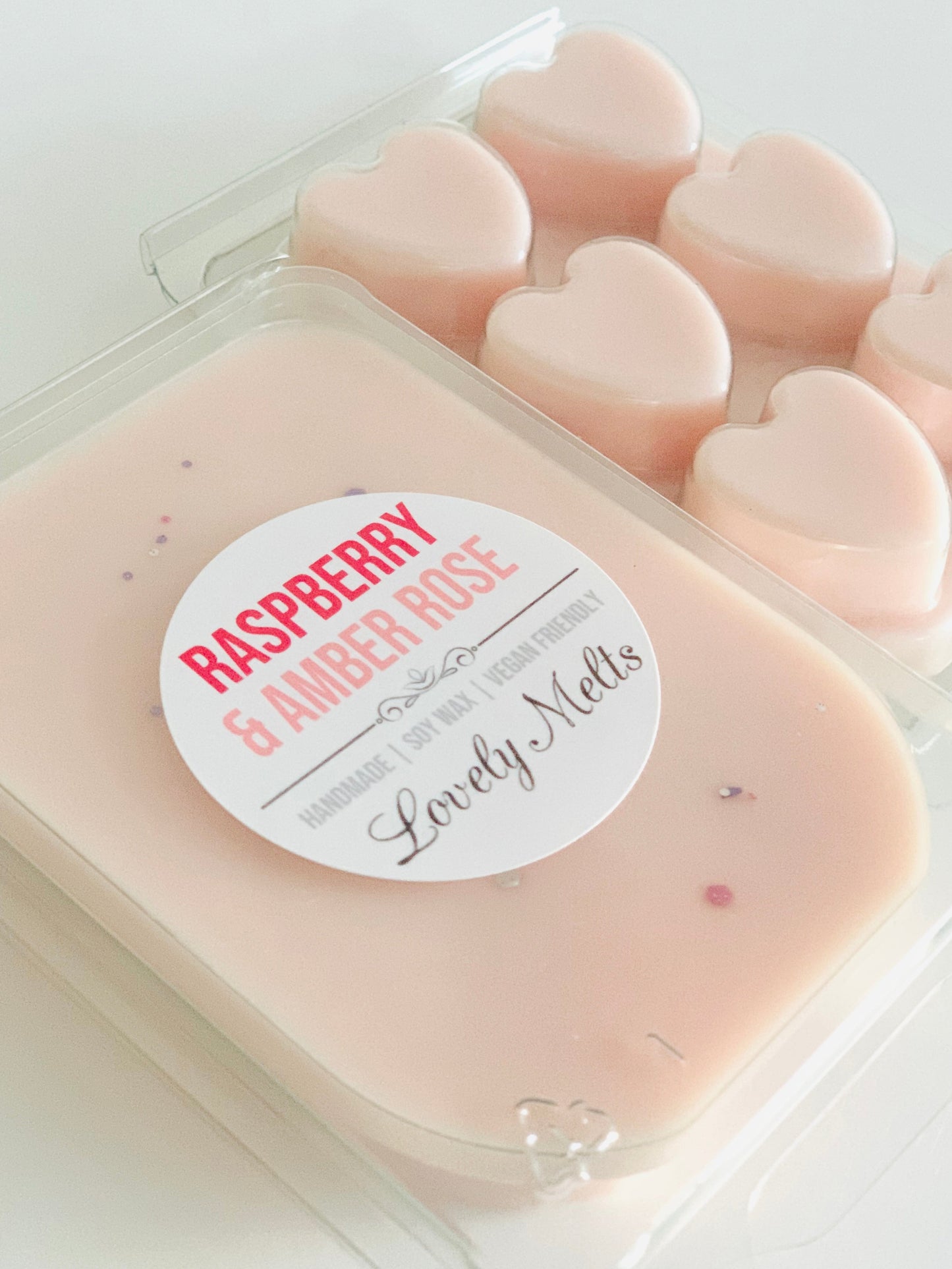 raspberry and amber rose soy wax melt bars