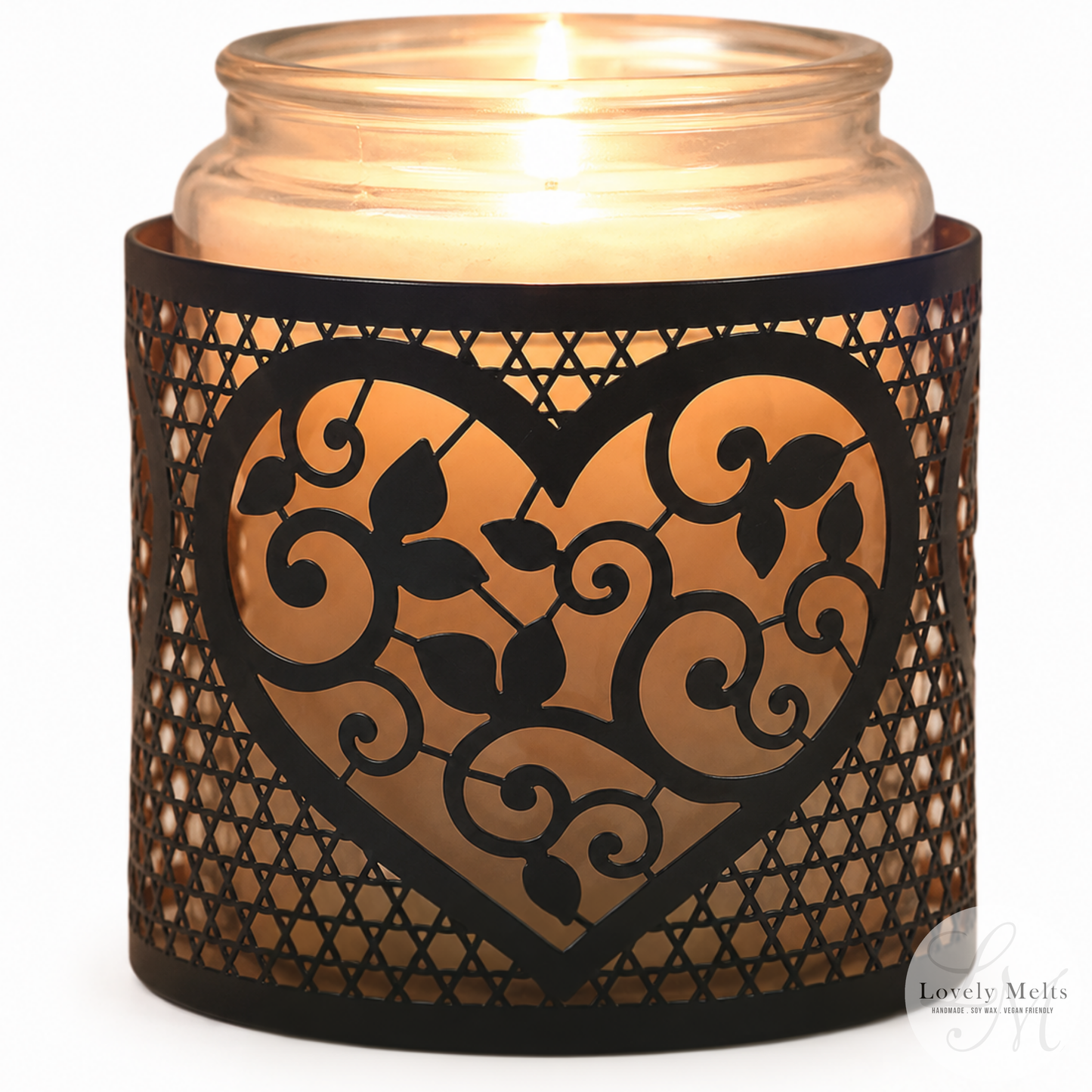 Heart Black & Gold Silhouette tealight wax melt burner and candle holder