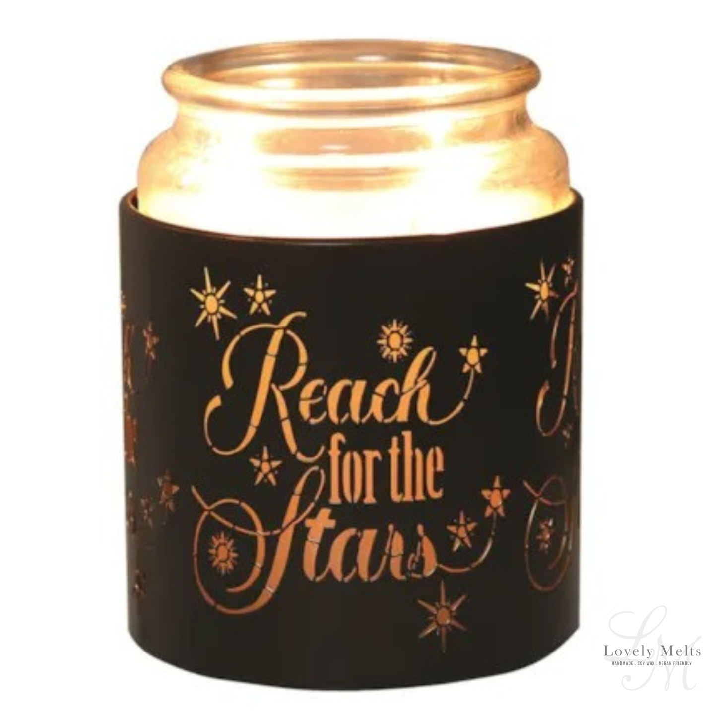 REACH FOR THE STARS BLACK & GOLD Silhouette Tealight Wax Burner and Candle Holder