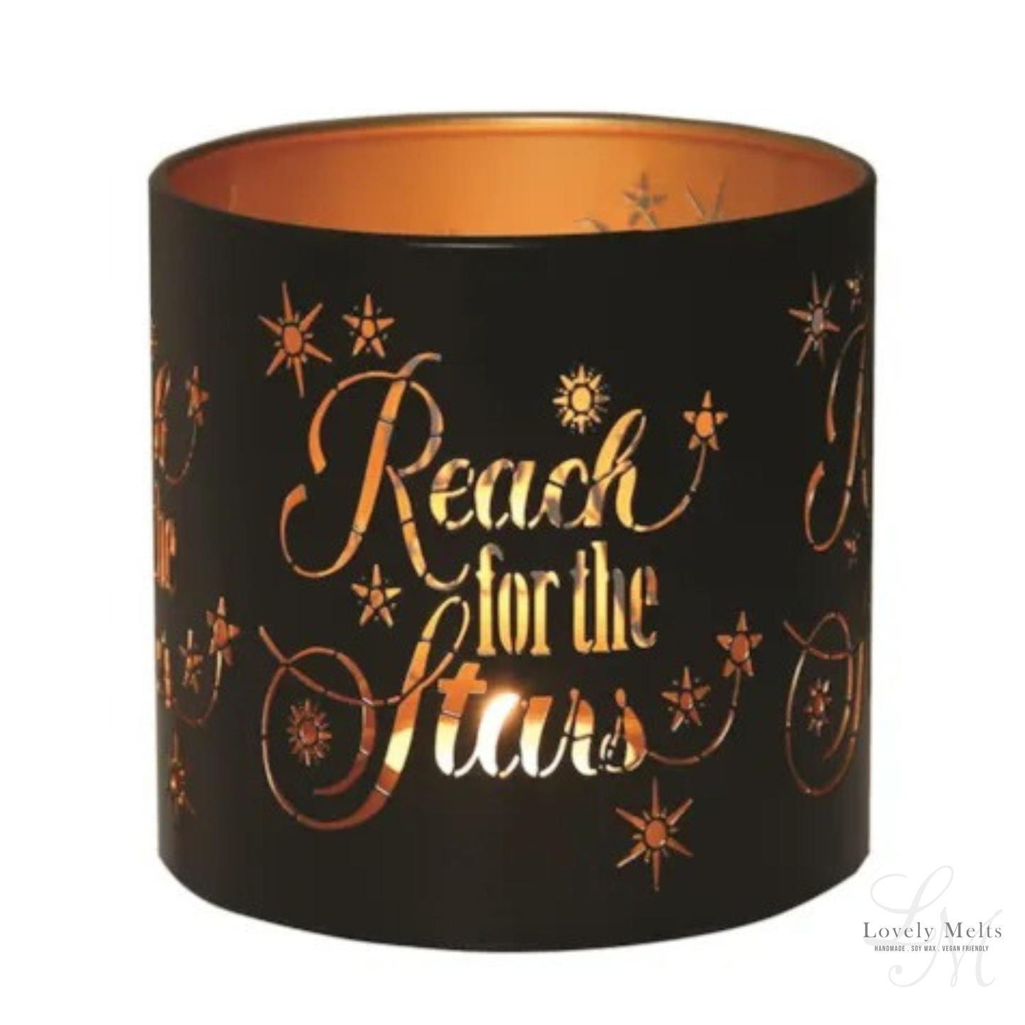 REACH FOR THE STARS BLACK & GOLD Silhouette Tealight Wax Burner and Candle Holder