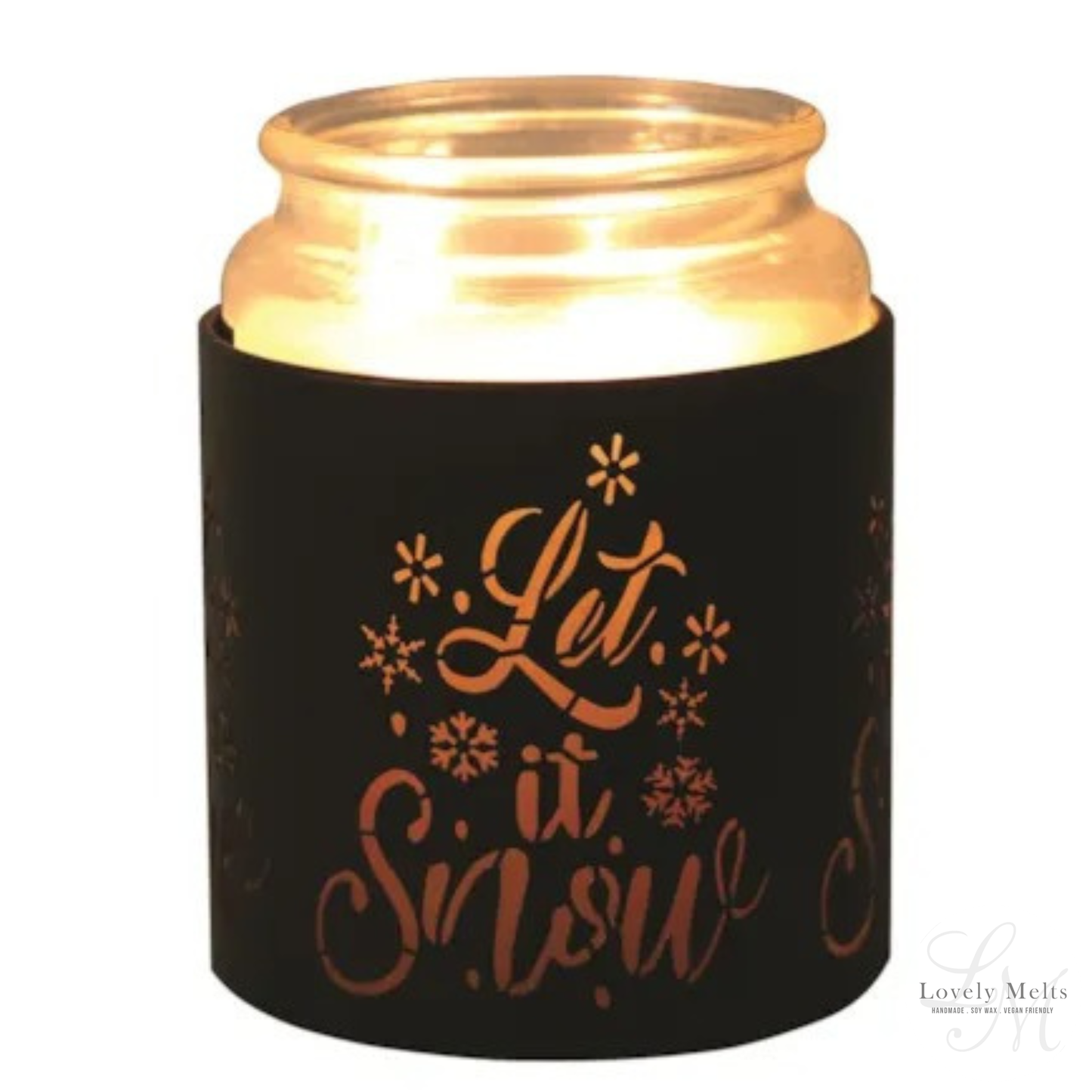 LET IT SNOW BLACK & GOLD Silhouette Tealight Wax Burner and Candle Holder