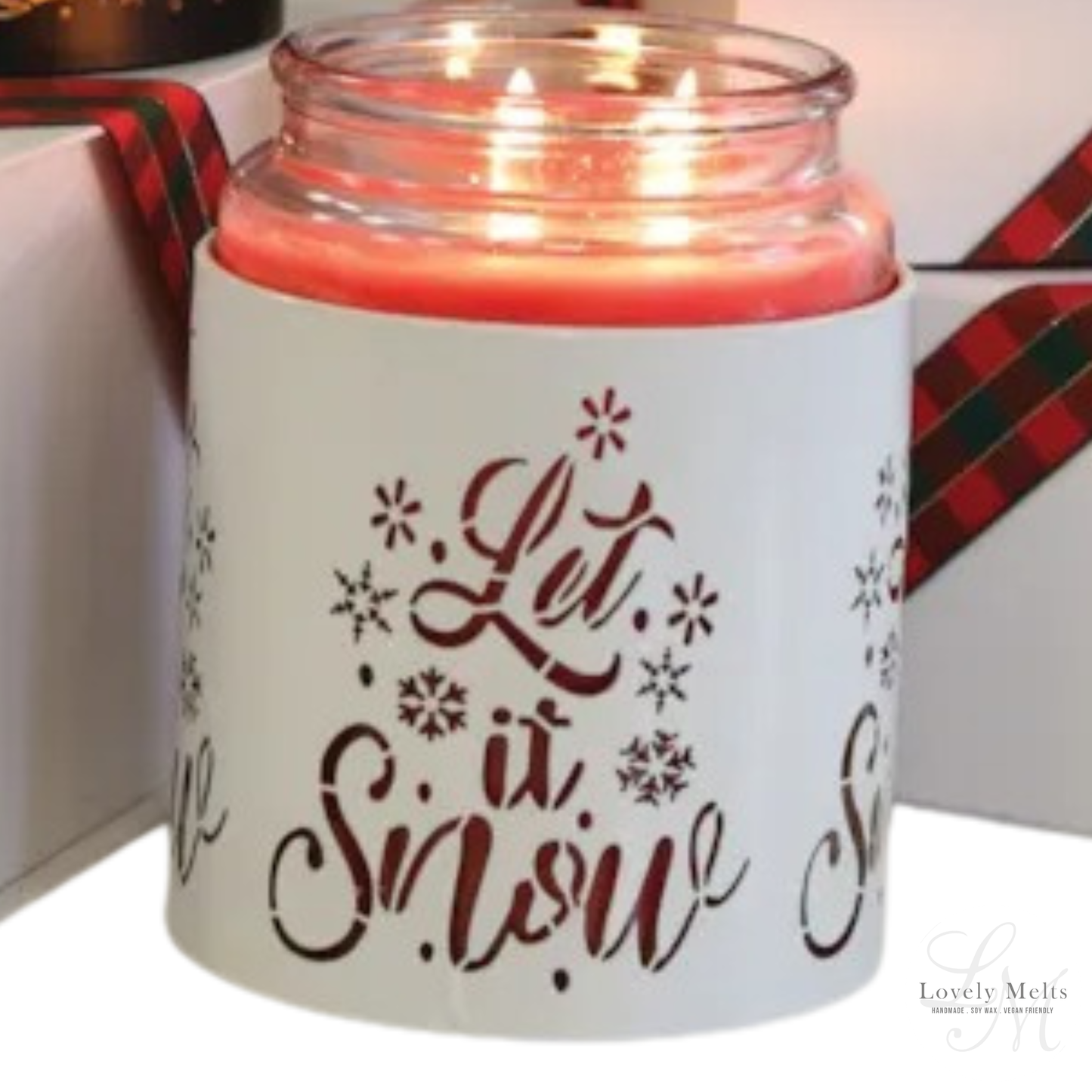 LET IT SNOW WHITE & GOLD Silhouette Tealight Wax Burner and Candle Holder
