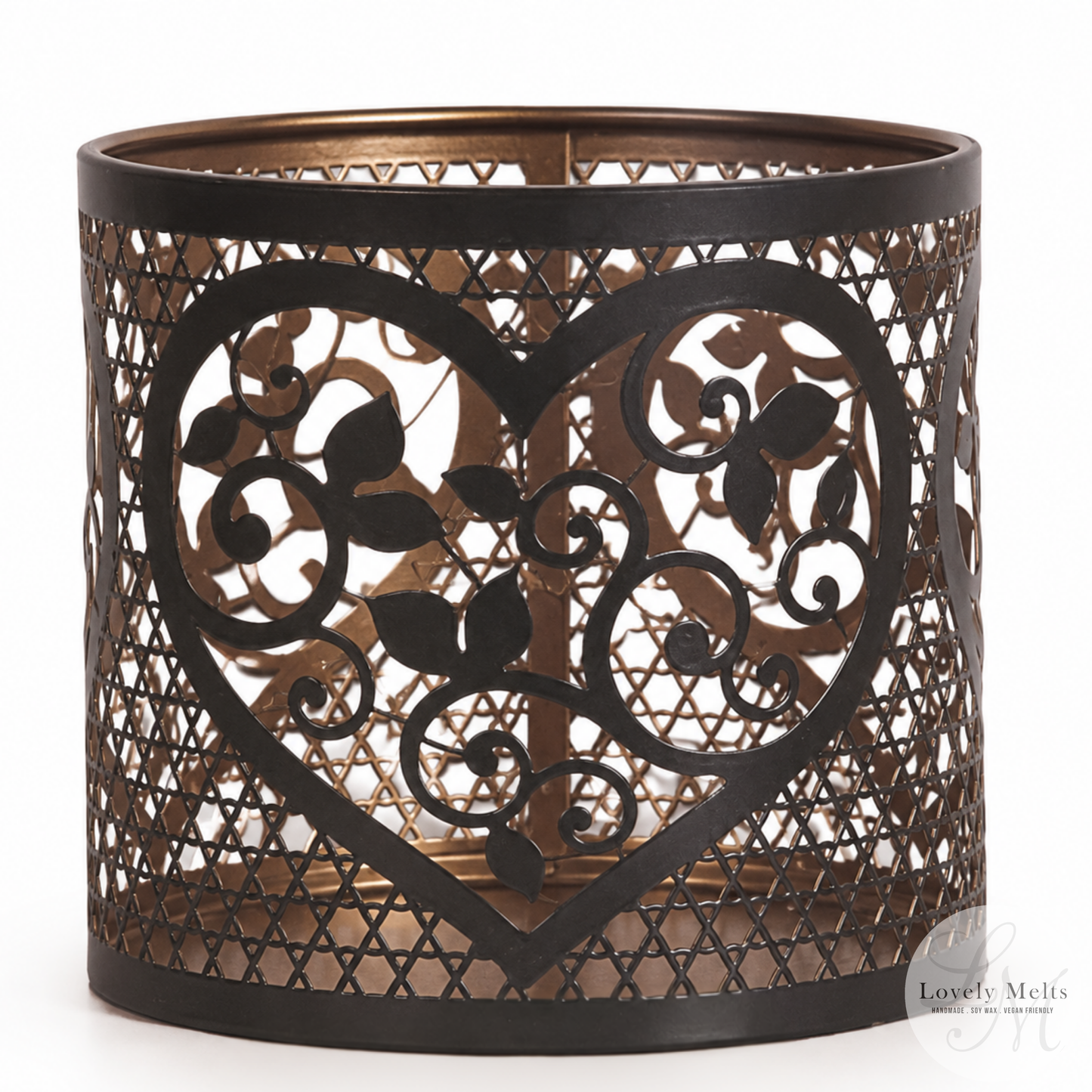 Heart Black & Gold Silhouette tealight wax melt burner and candle holder