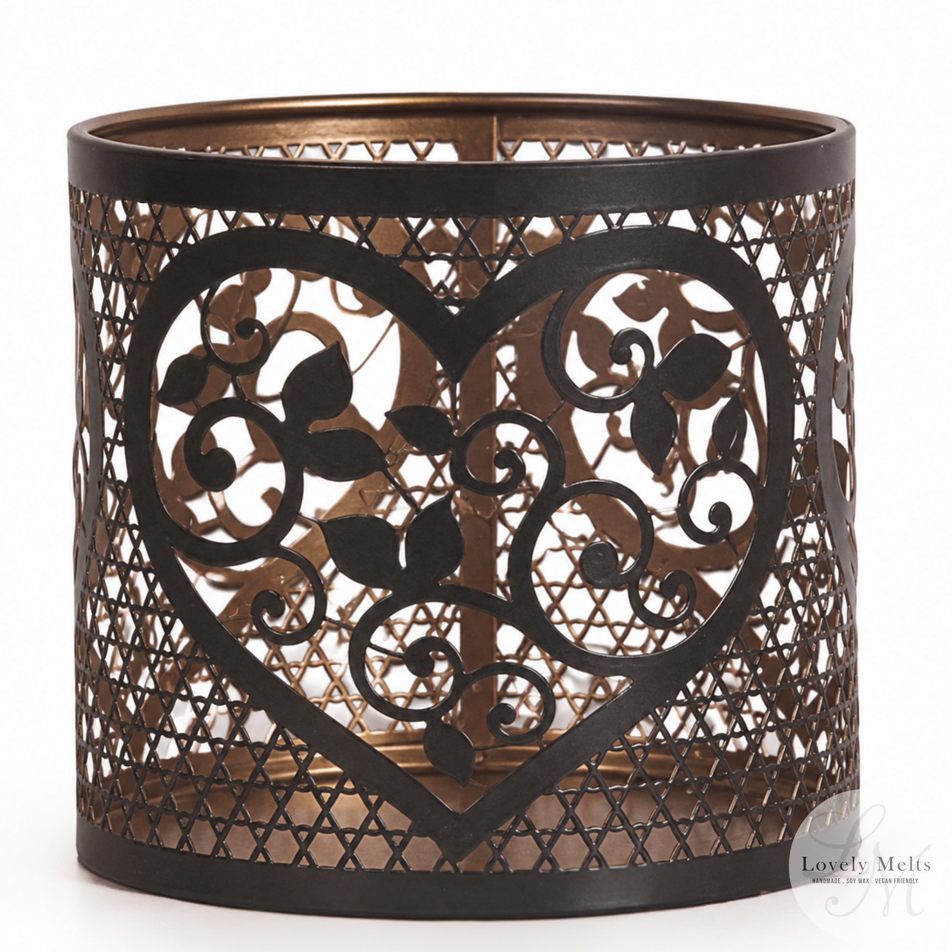 Heart Black & Gold Silhouette tealight wax melt burner and candle holder
