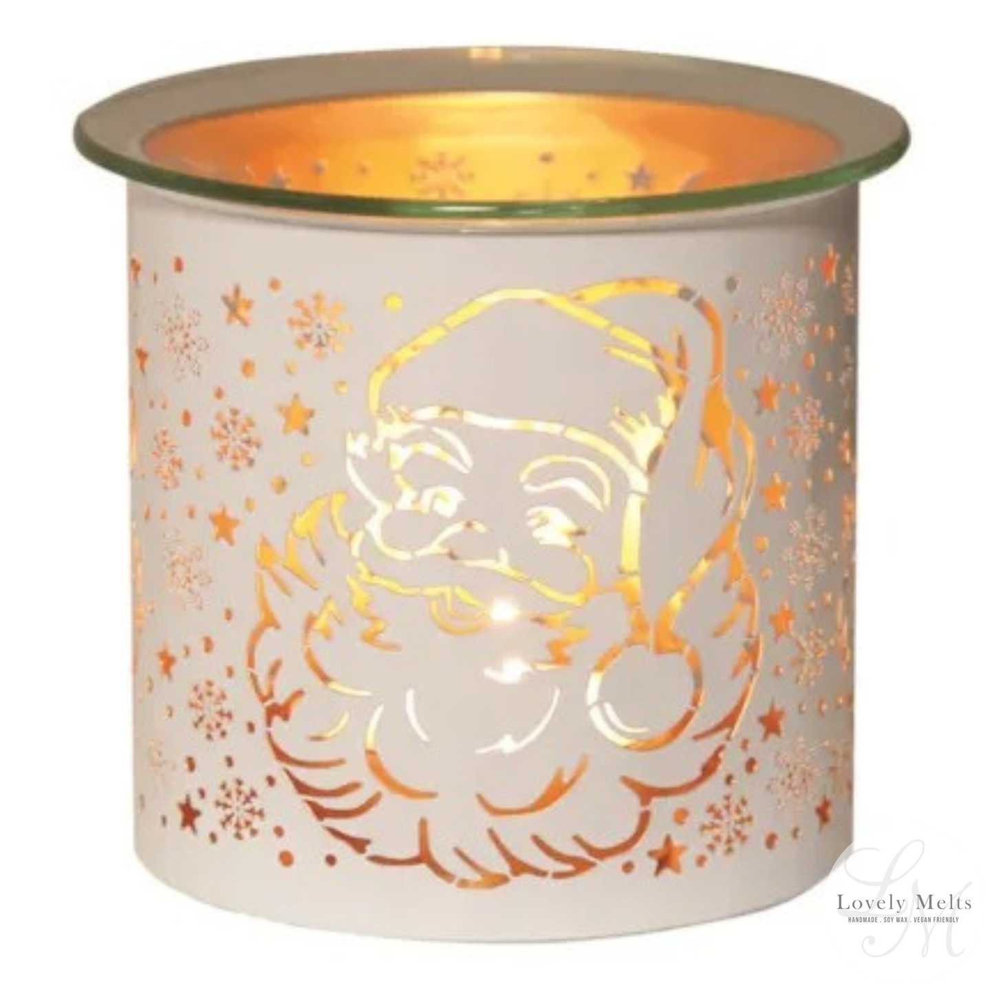 SANTA WHITE & GOLD Silhouette Tealight Wax Burner and Candle Holder