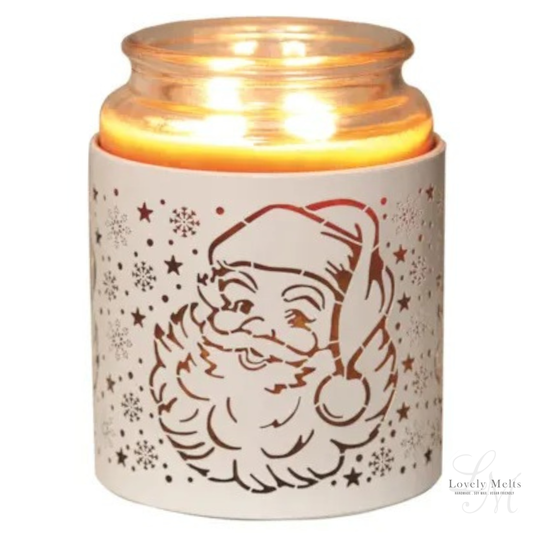 SANTA WHITE & GOLD Silhouette Tealight Wax Burner and Candle Holder