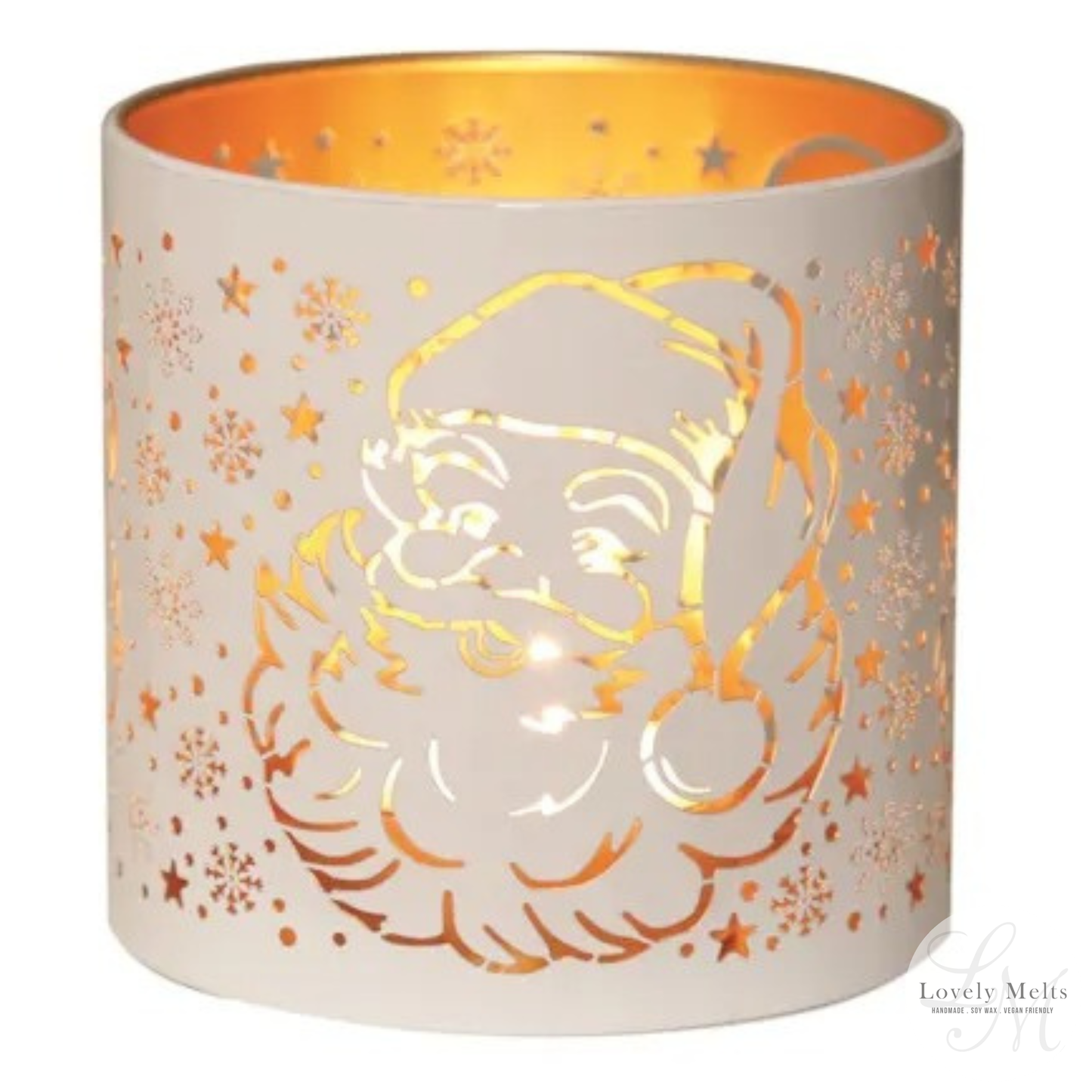 SANTA WHITE & GOLD Silhouette Tealight Wax Burner and Candle Holder