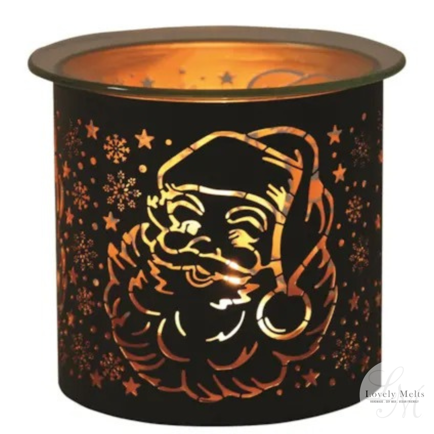 SANTA BLACK & GOLD Silhouette Tealight Wax Burner and Candle Holder