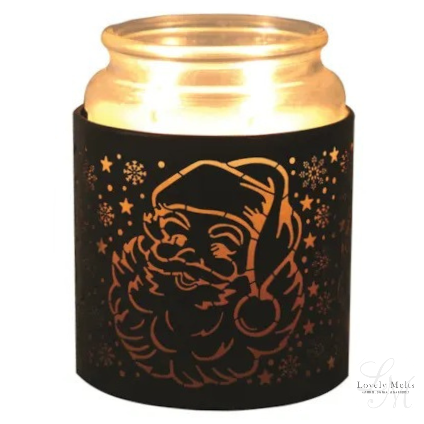 SANTA BLACK & GOLD Silhouette Tealight Wax Burner and Candle Holder