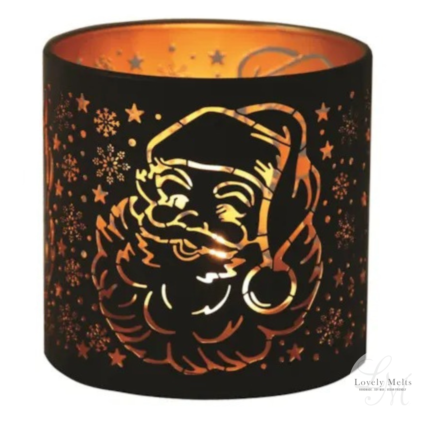 SANTA BLACK & GOLD Silhouette Tealight Wax Burner and Candle Holder