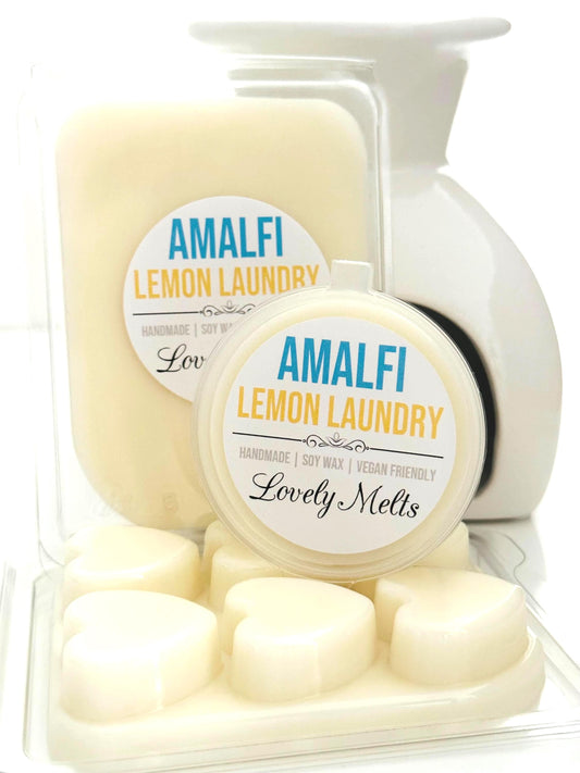 Amalfi Lemon Laundry SOY WAX MELT BARS bars in a clear packaging on a white background
