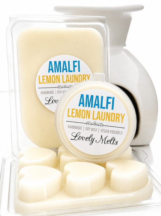Amalfi Lemon Laundry wax melts in packaging with visible branding.