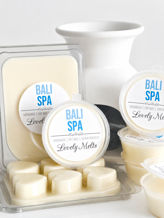 Bali Spa Lovely Melts wax melts packaging on a white background