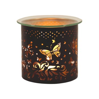 BUTTERFLY BLACK & GOLD Silhouette Tealight Wax Burner and Candle Holder