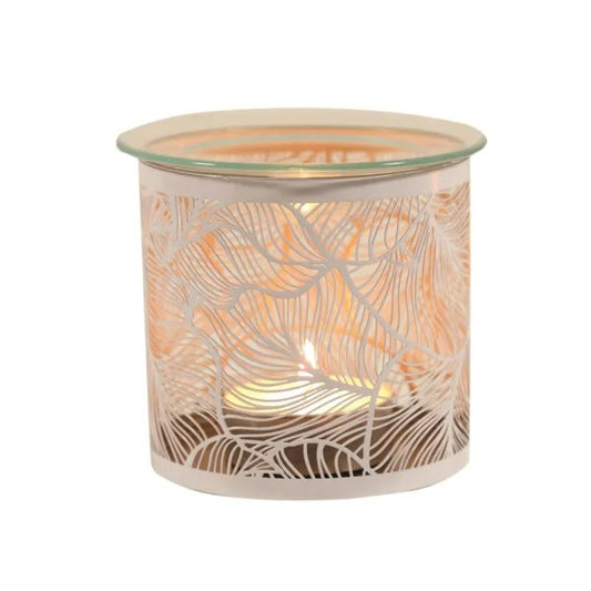 BOTANICALS WHITE Silhouette Tealight Wax Burner and Candle Holder