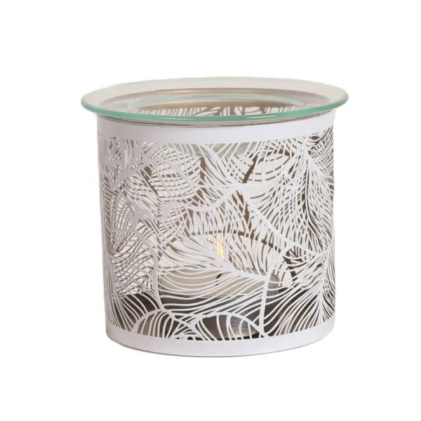 BOTANICALS WHITE Silhouette Tealight Wax Burner and Candle Holder