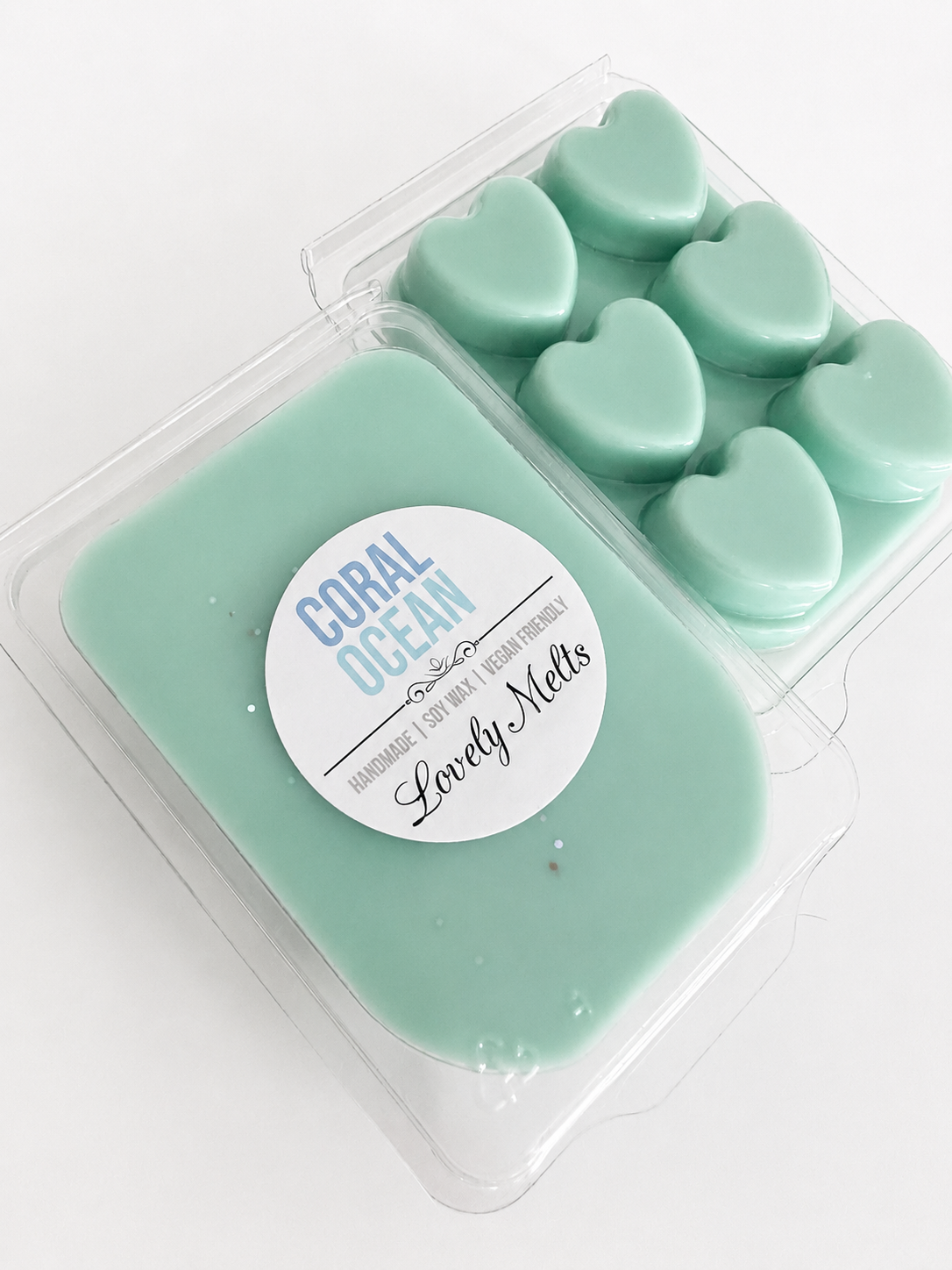 Coral Ocean soy wax melt snap bar in packaging