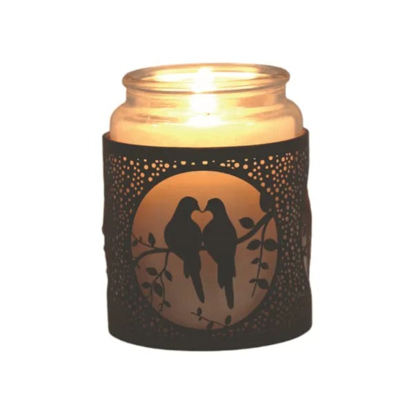 DOVES BLACK & GOLD Silhouette Tealight Wax Burner and Candle Holder