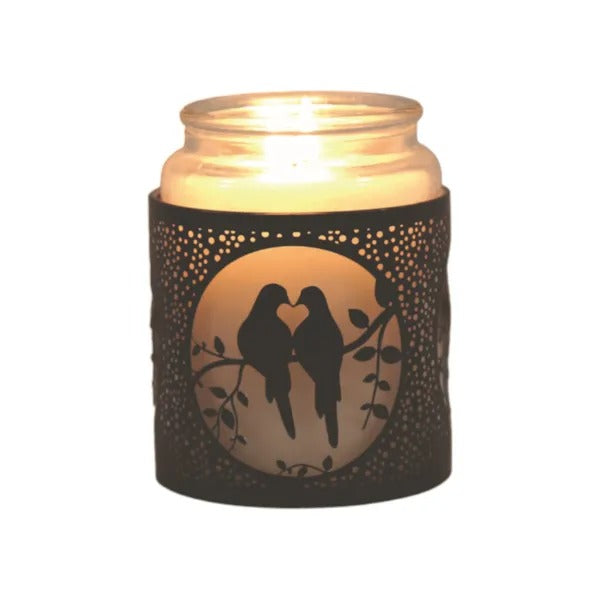 DOVES BLACK & SILVER Silhouette Tealight Wax Burner and Candle Holder