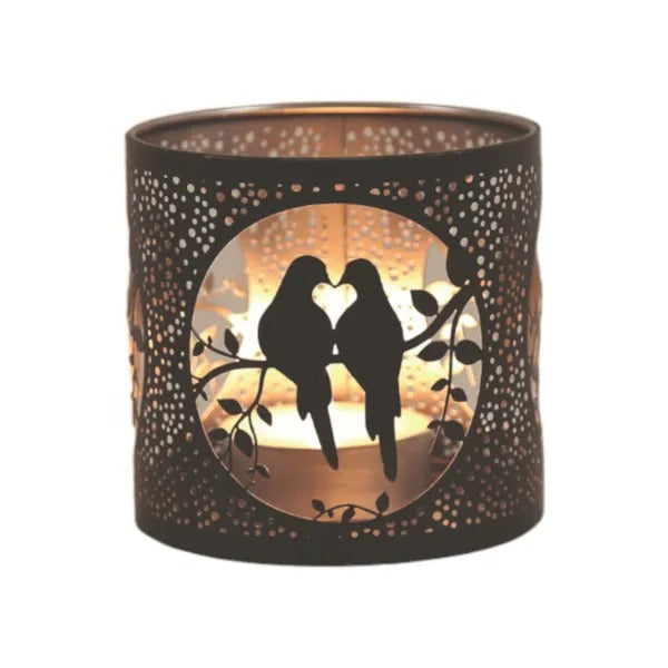DOVES BLACK & SILVER Silhouette Tealight Wax Burner and Candle Holder