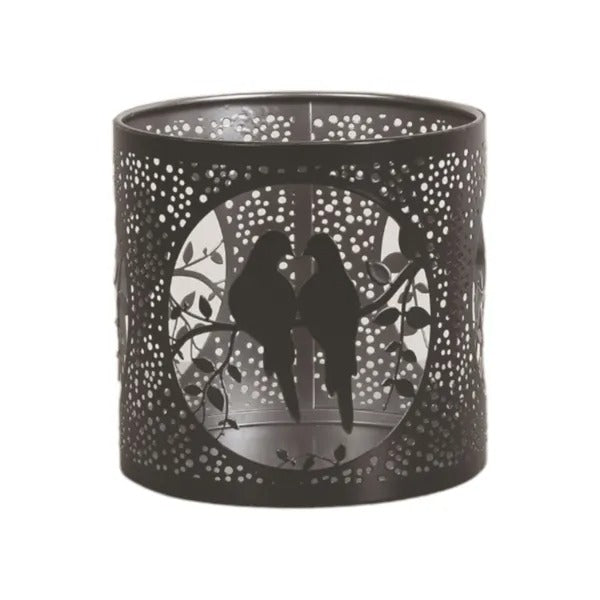 DOVES BLACK & SILVER Silhouette Tealight Wax Burner and Candle Holder