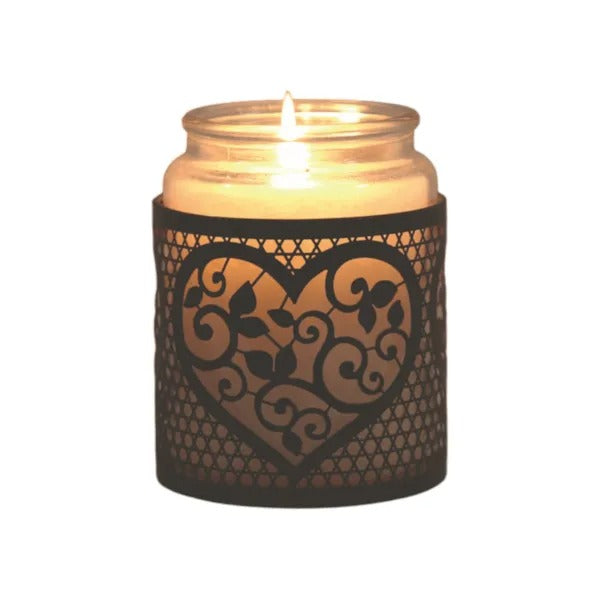 HEART BLACK & GOLD Silhouette Tealight Wax Burner and Candle Holder