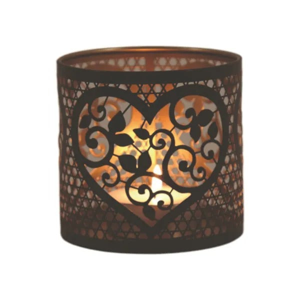 HEART BLACK & GOLD Silhouette Tealight Wax Burner and Candle Holder