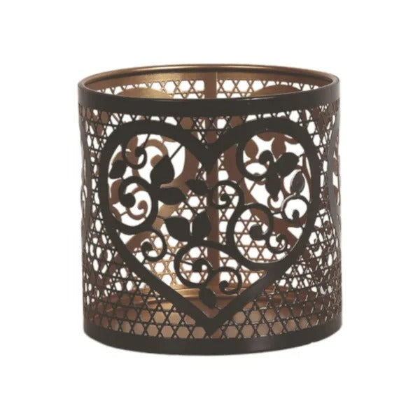 HEART BLACK & GOLD Silhouette Tealight Wax Burner and Candle Holder