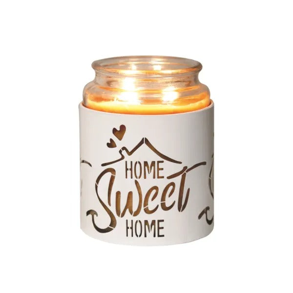 HOME SWEET HOME WHITE & GOLD Silhouette Tealight Wax Burner and Candle Holder