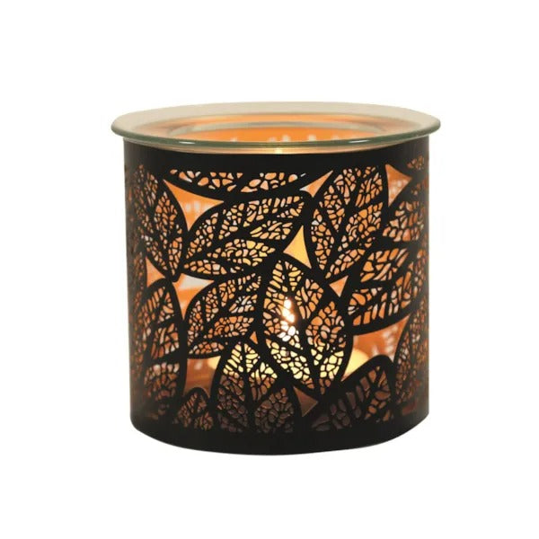 LEAVES BLACK Silhouette Tealight Wax Burner and Candle Holder