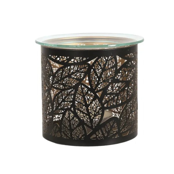 LEAVES BLACK Silhouette Tealight Wax Burner and Candle Holder