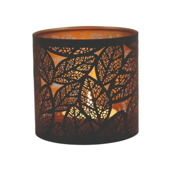 LEAVES BLACK Silhouette Tealight Wax Burner and Candle Holder
