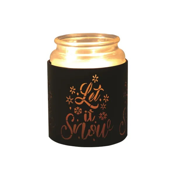 LET IT SNOW BLACK & GOLD Silhouette Tealight Wax Burner and Candle Holder
