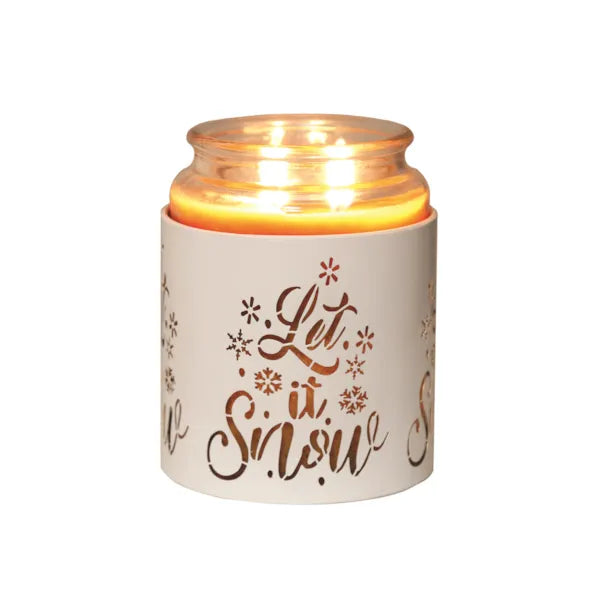 LET IT SNOW WHITE & GOLD Silhouette Tealight Wax Burner and Candle Holder