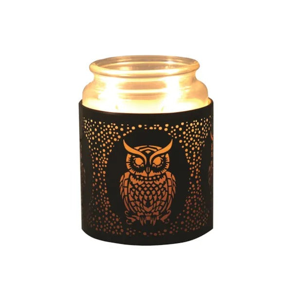 OWL BLACK & GOLD Silhouette Tealight Wax Burner and Candle Holder
