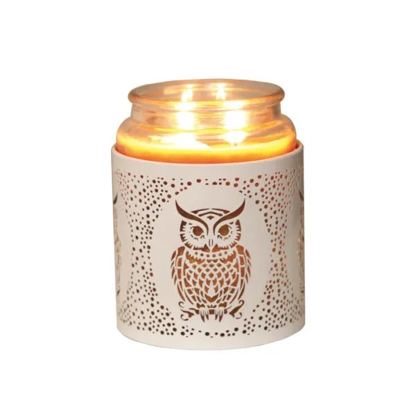 OWL WHITE & GOLD Silhouette Tealight Wax Burner and Candle Holder