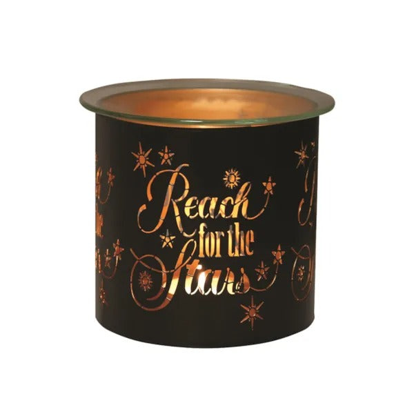 REACH FOR THE STARS BLACK & GOLD Silhouette Tealight Wax Burner and Candle Holder