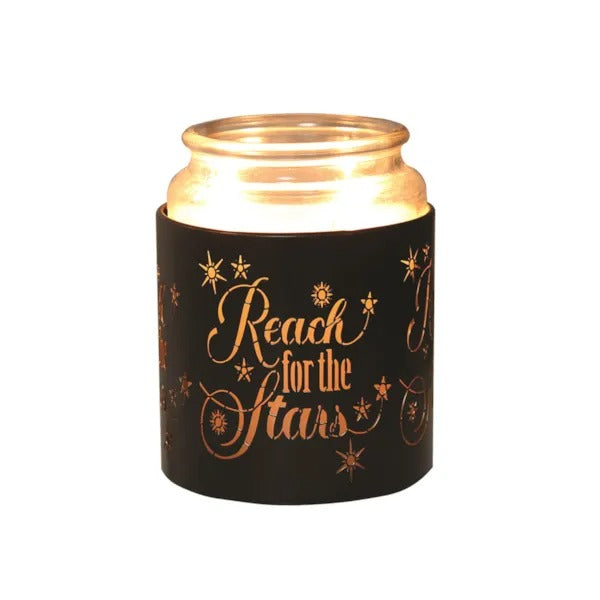 REACH FOR THE STARS BLACK & GOLD Silhouette Tealight Wax Burner and Candle Holder