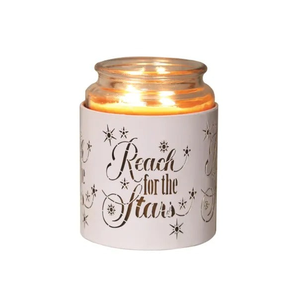 REACH FOR THE STARS WHITE & GOLD Silhouette Tealight Wax Burner and Candle Holder