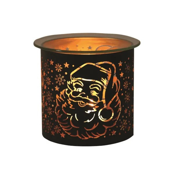 SANTA BLACK & GOLD Silhouette Tealight Wax Burner and Candle Holder