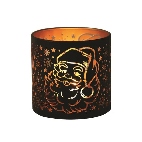 SANTA BLACK & GOLD Silhouette Tealight Wax Burner and Candle Holder