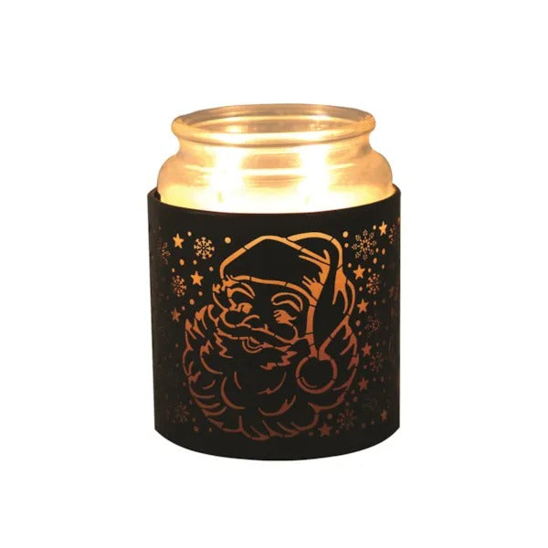 SANTA BLACK & GOLD Silhouette Tealight Wax Burner and Candle Holder