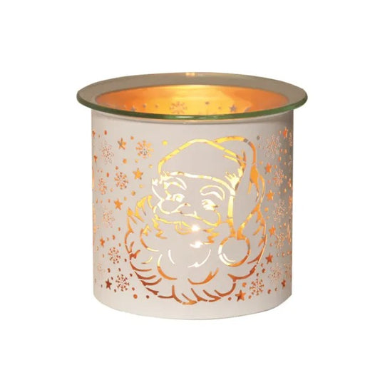 SANTA WHITE & GOLD Silhouette Tealight Wax Burner and Candle Holder